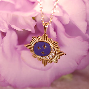 18K Gold Plated Sun Moon Stars Pendant Charm Necklace