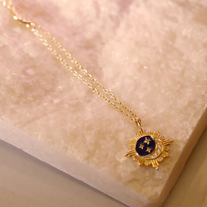 18K Gold Plated Sun Moon Stars Pendant Charm Necklace