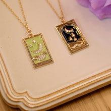 Load image into Gallery viewer, 18K Gold Plated Tarot Card The Moon Pendant Necklace