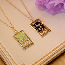 Load image into Gallery viewer, 18K Gold Plated Tarot Card Knight of Coin Pendant Necklace