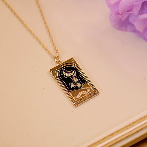 18K Gold Plated Tarot Card Knight of Coin Pendant Necklace