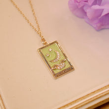 Load image into Gallery viewer, 18K Gold Plated Tarot Card The Moon Pendant Necklace