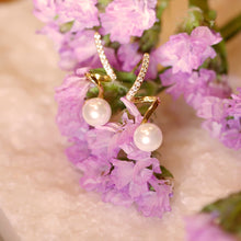 Load image into Gallery viewer, 18K Gold Plated Twisted CZ Pearl Drop Earrings