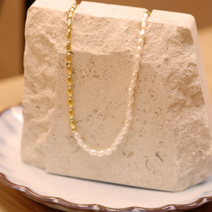 18K Gold Plated Unbalanced Pearl Necklace