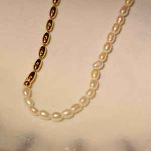 18K Gold Plated Unbalanced Pearl Necklace