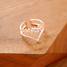 Load image into Gallery viewer, Rose Gold Plated House Shape Cubic Zirconia Double Layer Open Ring