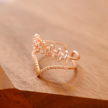 Load image into Gallery viewer, Rose Gold Plated House Shape Cubic Zirconia Double Layer Open Ring