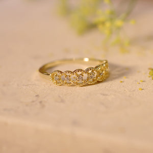 18K Gold Plated Vintage Cubic Zirconia Hollow-Out Ring
