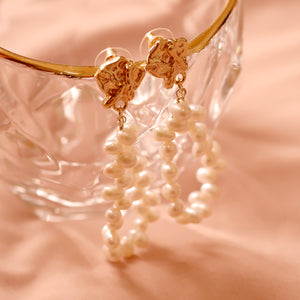 18K Gold Plated Vintage Pearl Drop Earrings