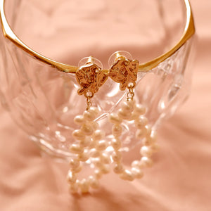 18K Gold Plated Vintage Pearl Drop Earrings