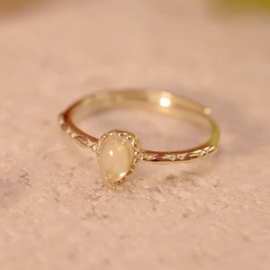 18K Gold Plated Water Drop Shaped Opal Open Ring