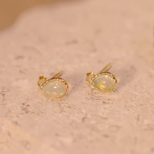 18K Gold Plated Water Drop Shaped Opal Stud Earrings