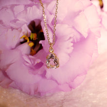 將圖片載入圖庫檢視器 18K Gold Plated Water Drop Shaped White Crystal CZ Necklace