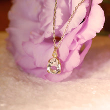 Load image into Gallery viewer, 18K Gold Plated Water Drop Shaped White Crystal CZ Necklace