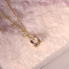 將圖片載入圖庫檢視器 18K Gold Plated Water Drop Shaped White Crystal CZ Necklace