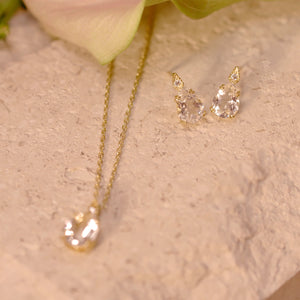 18K Gold Plated Water Drop Shaped White Crystal Collection