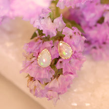 Load image into Gallery viewer, 18K Gold Plated Water Drop Shaped Opal Stud Earrings