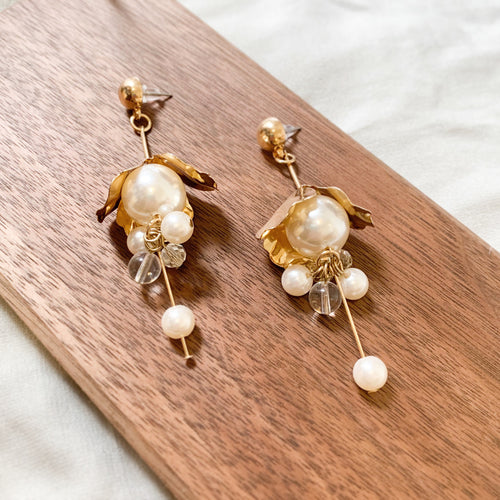 Floral Pearl Drop Earrings