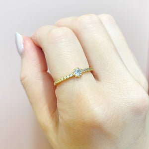18K Gold Plated Cubic Zirconia Ring - Luna