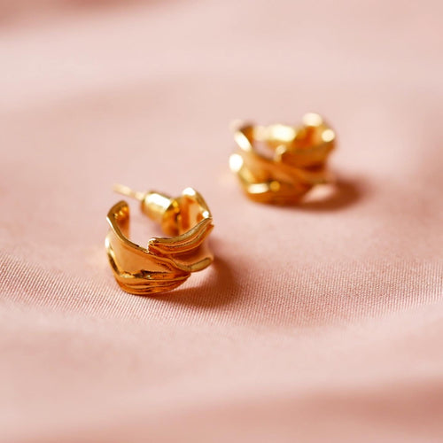 18K Gold Plated Double Knot C Shaped Earrings