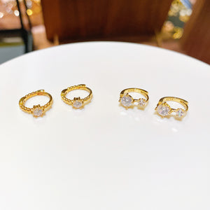 18K Gold Plated Cubic Zirconia Mini Hoop Earrings