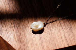 Rose Gold Plated Baroque Pearl Necklace