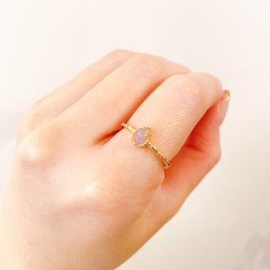 18K Gold Plated Water Drop Shaped Opal Open Ring