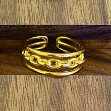 將圖片載入圖庫檢視器 18K Gold Plated Brass Chain Design Open Ring - Aga