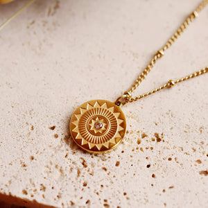 18K Gold Plated 2-Layer Geometric Coin Necklace