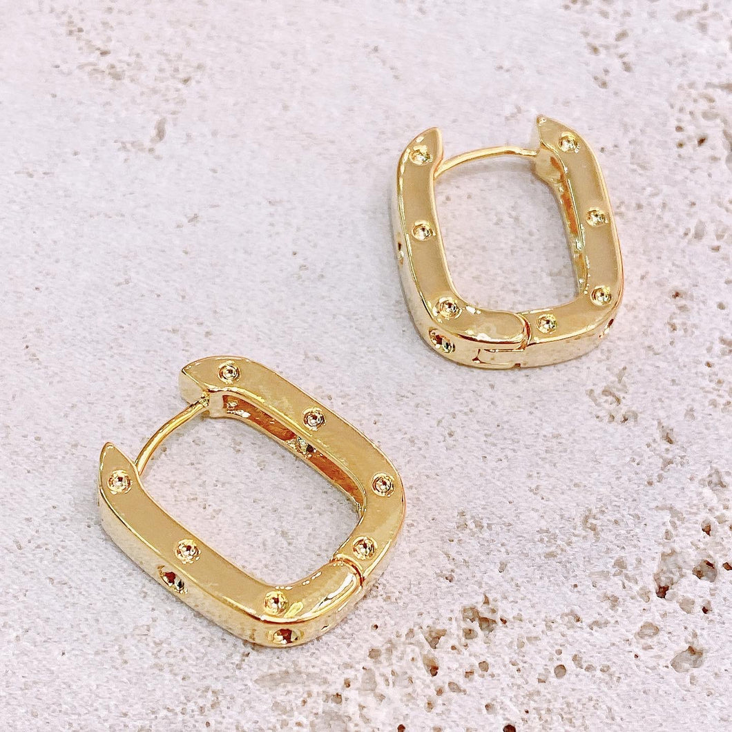 18K Gold Plated Embossed Dot Hoop Earrings
