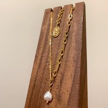 Load image into Gallery viewer, 18K Gold Plated “PRAY FOR US” Pearl Necklace