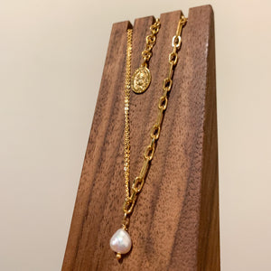 18K Gold Plated “PRAY FOR US” Pearl Necklace