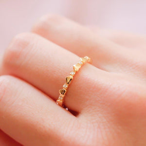 18K Gold Plated Heart Cubic Zirconia Band Ring