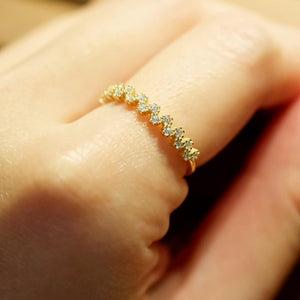 18K Gold Plated Zig Zag Pave Cubic Zirconia Ring