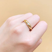 Load image into Gallery viewer, 18K Gold Plated Open Square Cubic Zirconia Hammered Ring