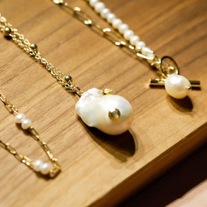 18K Gold Plated Baroque Pearl Long Necklace