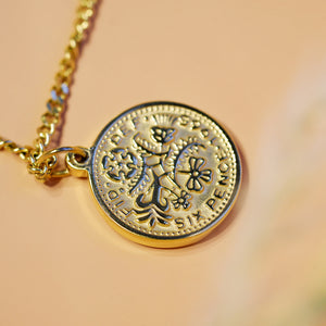 18K Gold Plated 3-Layer Elizabeth Coin Necklace