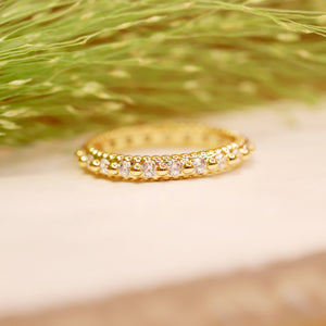 18K Gold Plated 360 Pave Cubic Zirconia Ring - Carmilee