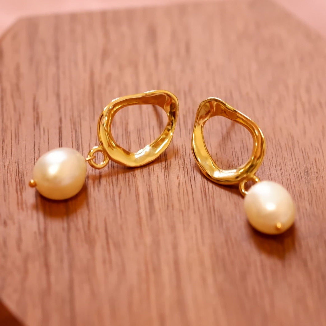 18K Gold Plated Baroque Pearl Drop Earrings - Dorathy