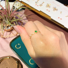 將圖片載入圖庫檢視器 18K Gold Plated Green Cubic Zirconia Ring - Glazee