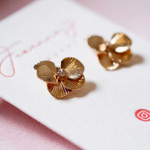18K Gold Plated Flower Stud Earrings