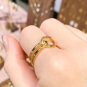 18K Gold Plated Double Knot Ring - Thick