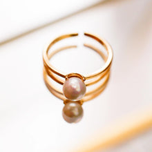 Load image into Gallery viewer, 18K Gold Plated Double Band Pearl Ring