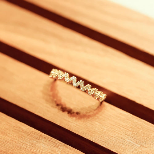 18K Gold Plated Zig Zag Pave Cubic Zirconia Ring