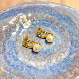 18K Gold Plated Gold Foiled Pearl Earrings