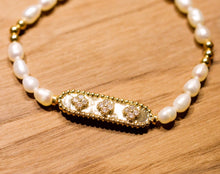 Load image into Gallery viewer, 18K Gold Plated Cubic Zirconia Pearl Bracelet