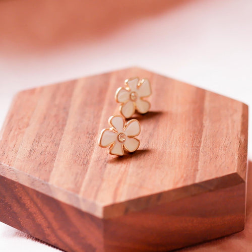 White Flower Stud Earrings