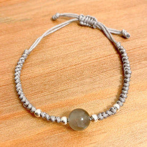 Custom Made Grey Moonstone Bracelet - Grey Rope