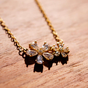18K Gold Plated Cubic Zirconia Flower Necklace