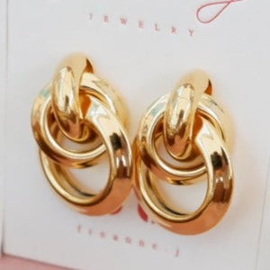 18K Gold Plated French Style Brass Earrings - Lindsay